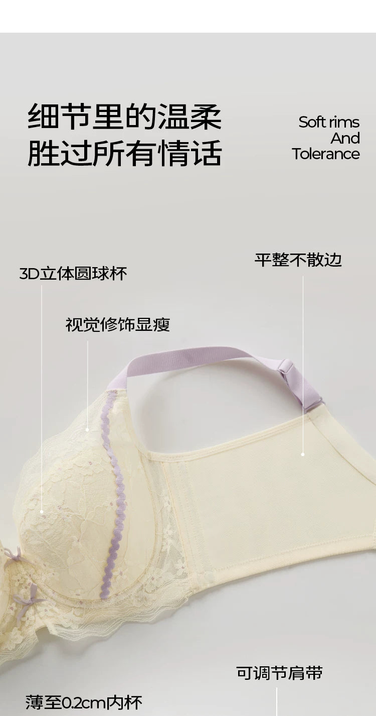 Lace Embroidery Balconette Bra for Women Lightly Padded Underwire Lingerie Large Sizes 34 36 38 40 42 B C D E F G Cups
