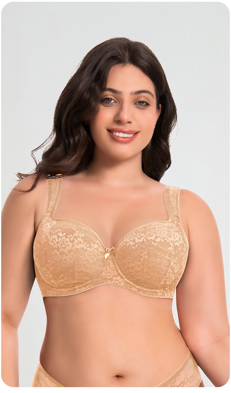 Women's Push Up Balconette Bra Full Coverage Lace Embroidered Underwire Wide Straps Lingerie 34 36 38 40 42 D E F G H I J