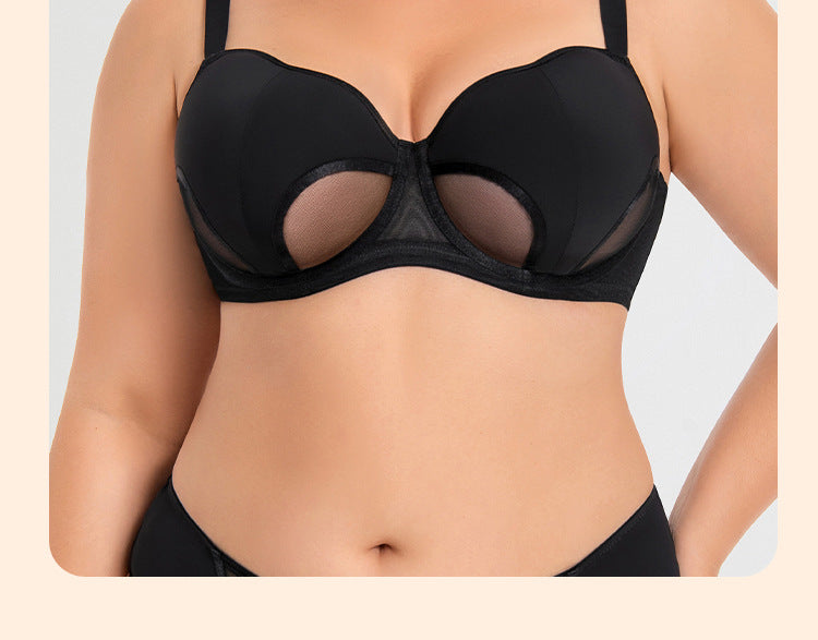 Women's Hollow Out Cup Push Up Bra Full Coverage Supportive  Underwire Female Balconette Lingerie 34 36 38 40 42 D E F G H I J