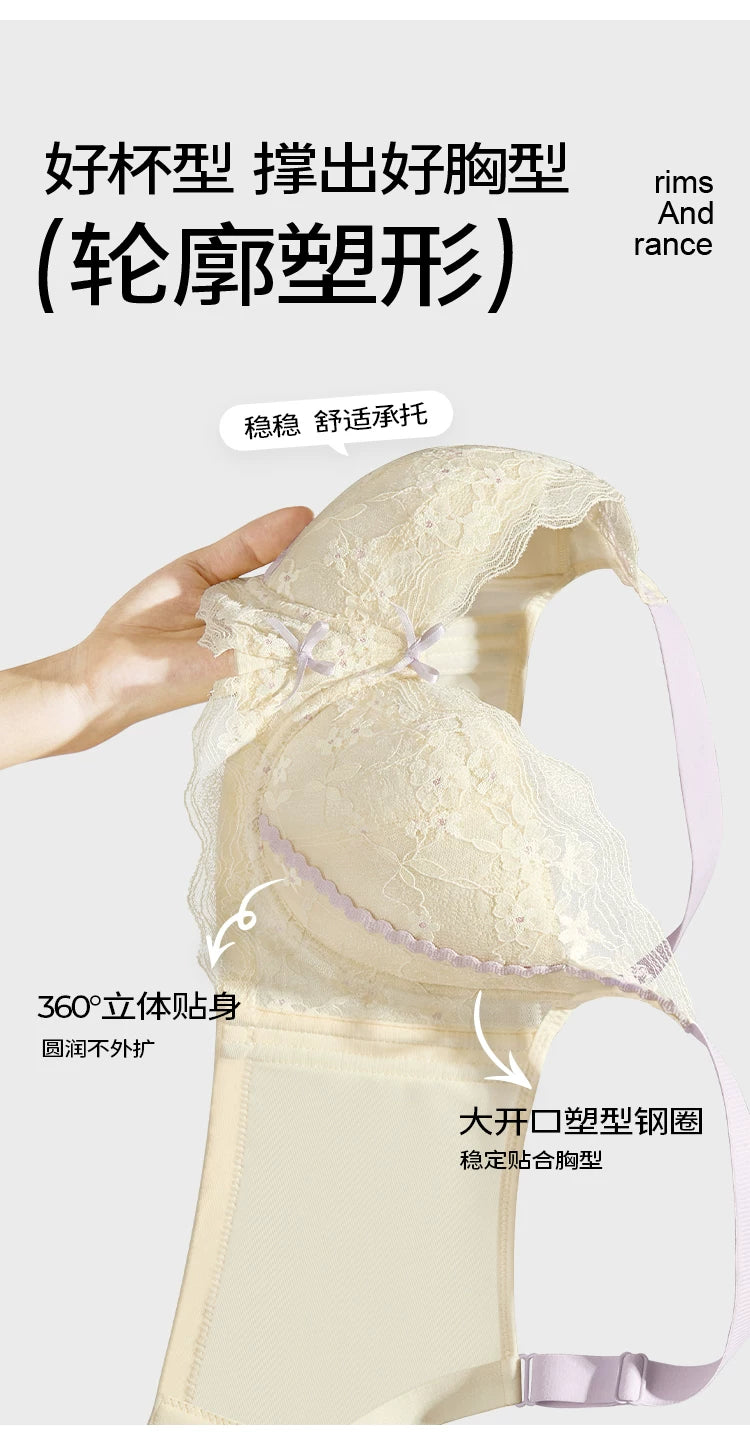Lace Embroidery Balconette Bra for Women Lightly Padded Underwire Lingerie Large Sizes 34 36 38 40 42 B C D E F G Cups