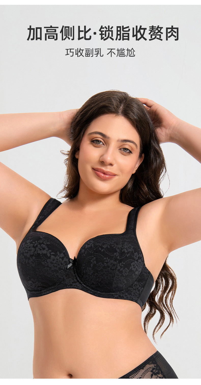 Women's Push Up Balconette Bra Full Coverage Lace Embroidered Underwire Wide Straps Lingerie 34 36 38 40 42 D E F G H I J