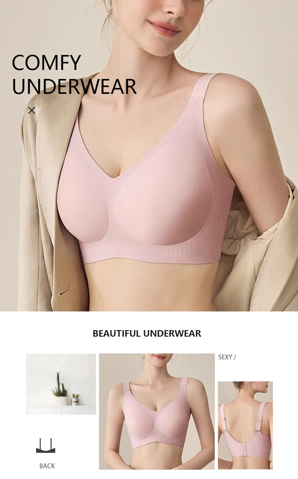 FallSweet Plus Size Push-Up Bra – Seamless Wireless Full Cup
