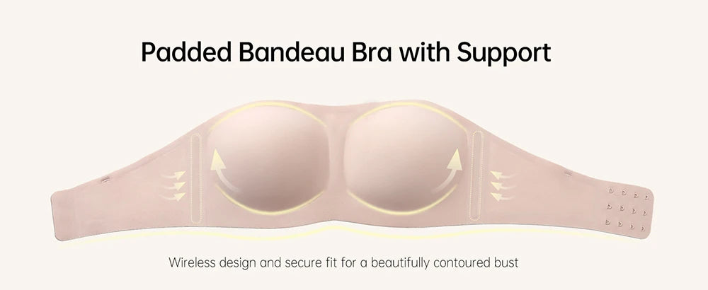 Jelly Push-Up Bandeau Bra – Non-Slip Wireless Padded Seamless Tube Bra
