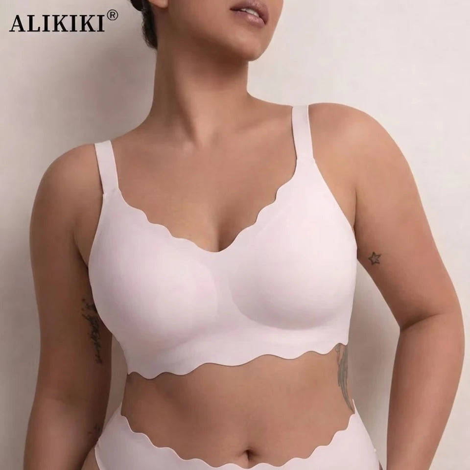 Seamless Wireless Push-Up Bra – Lace Floral Full Coverage Plus Size S–3XL