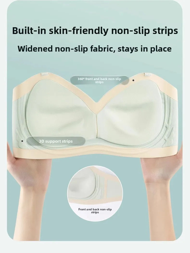 Wireless Anti-Slip Transparent Strap Bra for Women Underwear Wedding Dress Special Use Prevent Exposure Wrap Chest Summer