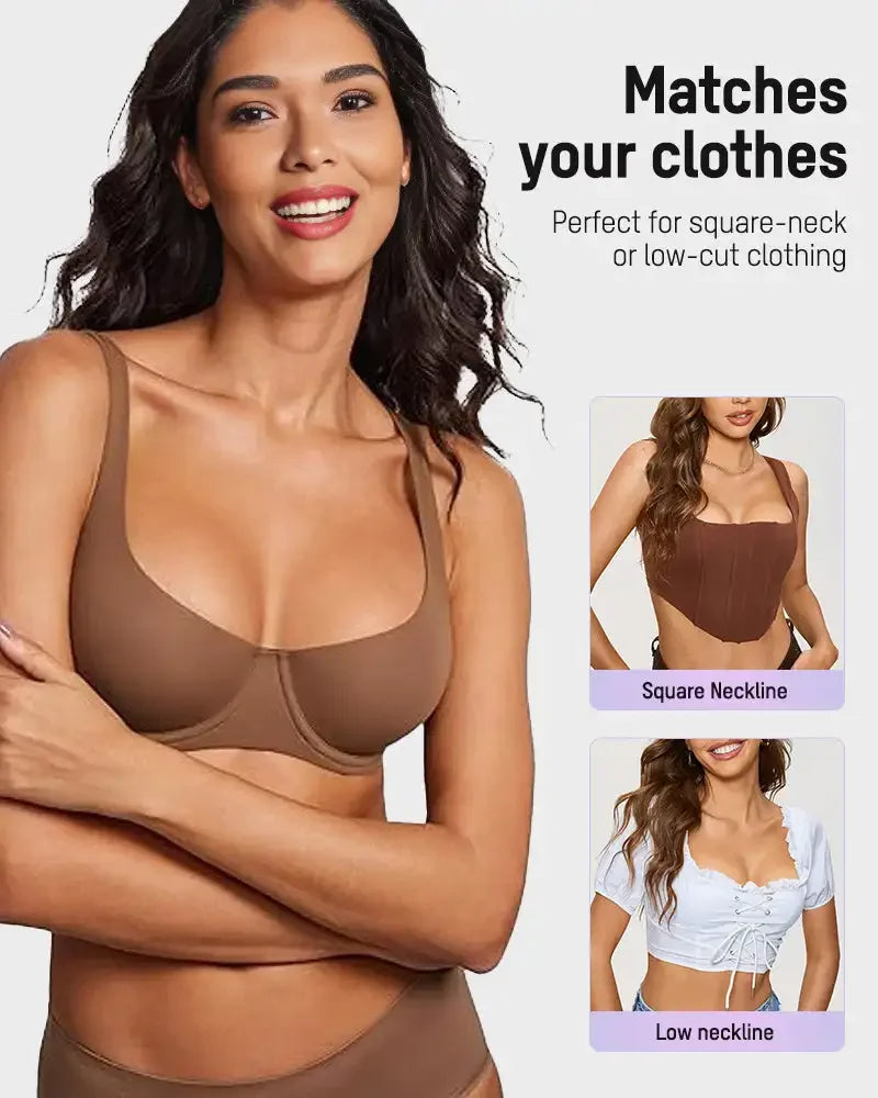 Large Size Underwire Balconette Bra – Seamless Unlined No-Trace Sport Yoga