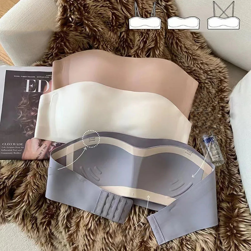 Seamless Tube Top Bra – Invisible Strapless Non-Slip Push-Up Wireless Lingerie
