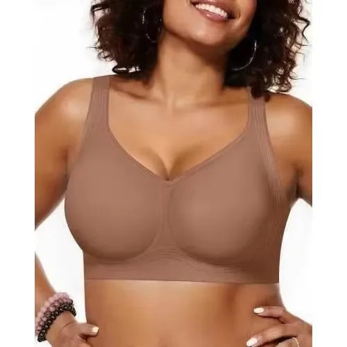 Women's Seamless Jelly Soft Support Bra Leopard Print Wire-Free Full Cup Thin Plus Size Bra Breathable Push Up Bra Large Bust