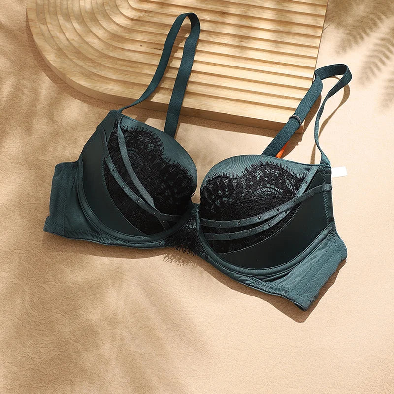 Plus Size Push Up Bra for Women,Lace Bras with Underwire Cups,Comfort Padded T-Shirt Bra Add One Cup 2024 FW6048