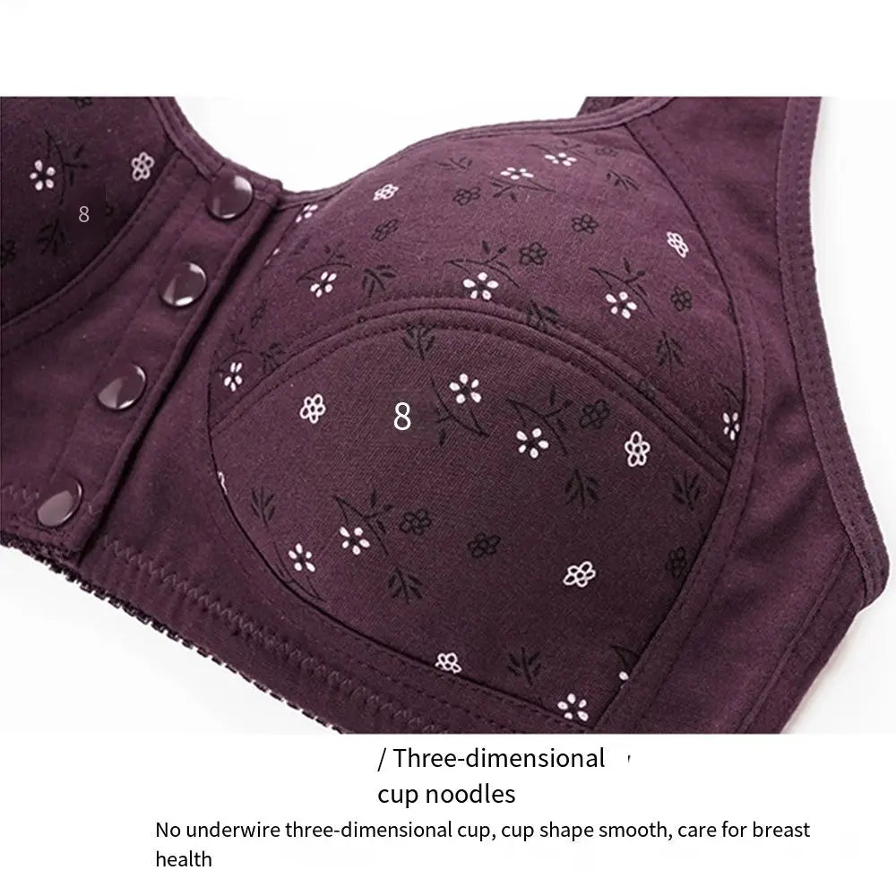 Comfortable Daisy Bras for Older Women Breathable Convenient Front Close Button Cotton Bras No Underwire Plus Size