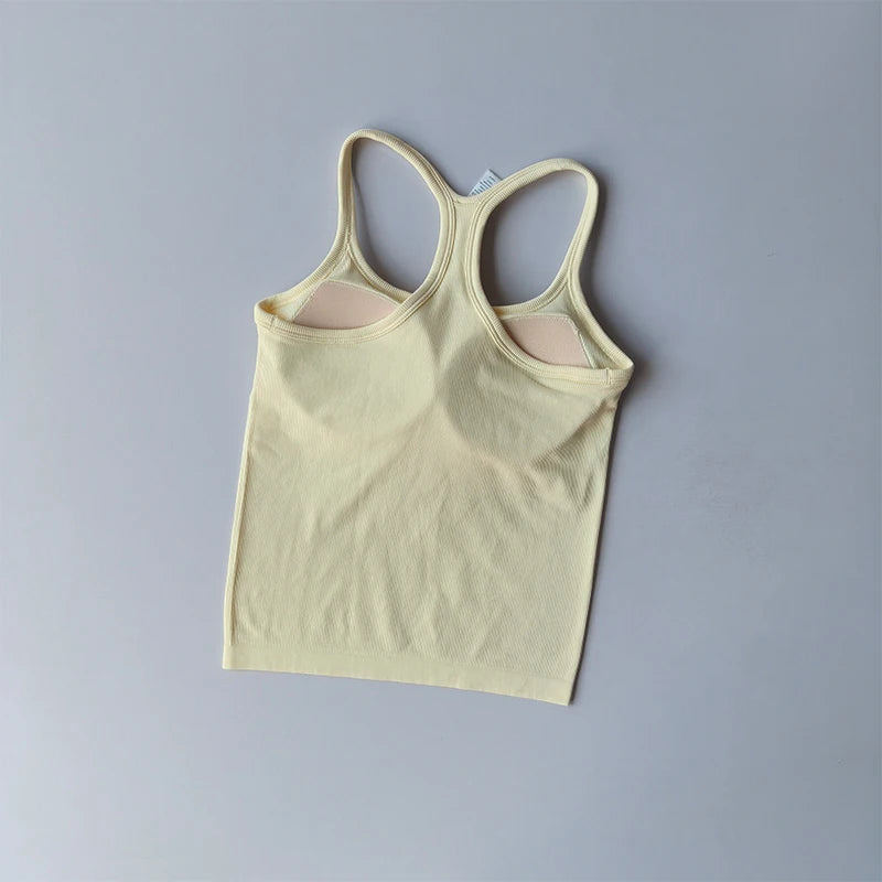 Sports Vest Anti-shock Quick-drying Running Underwear with Chest Pad Fitness Girl Stretch I-shaped Suspender Yoga Bras Clothing
