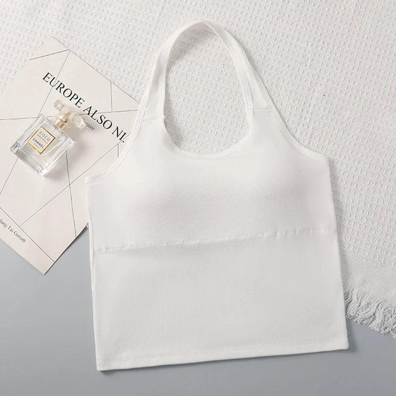 1pcs Kid Camisole Modal Girl Sexy Hanging Neck Tank Top Student Comfort Vest Children Soft Undershirt Sport Underwear With Pads