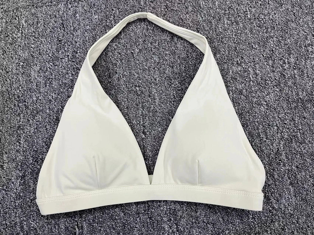 Seamless Halter Neck Open Back Sports Bra – Medium Support Yoga Gym Crop Top