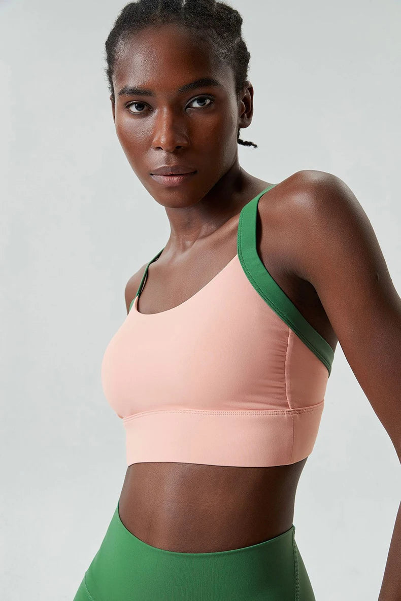 Women Fitness Yoga Bra Stretchy Soft Sexy Back Gym Crop Top Fashion Patchwork Running Top Breathable Quick Dry Sports Underwear