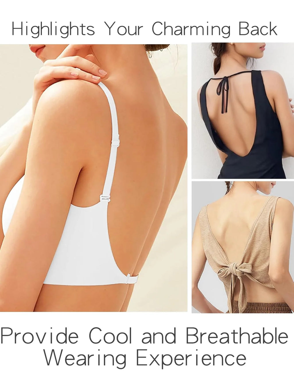 Invisible Deep U Plunge Bra – Backless Strapless Push-Up (S–XXL)