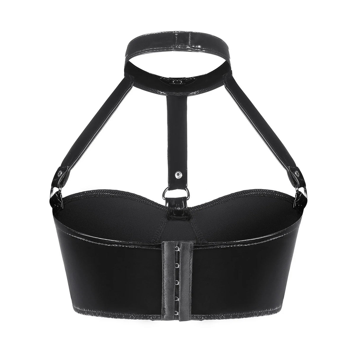 Black leather harness on a white background