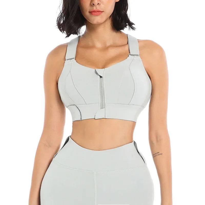 Front Zipper Women Sports Bra High Impact Underwear Fitness Yoga Tank Tops Plus Size Vest Shockproof Running Sportswear 5XL