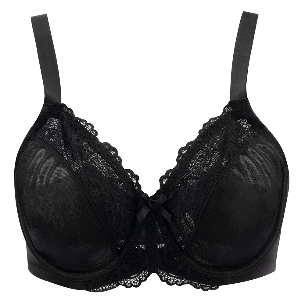 Sheroine Lace Underwire Bra, Floral Minimizer Full Coverage Non-Padded Bras for Women Everyday Comfort T-Shirt Support