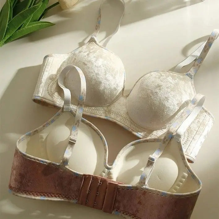 Velvet Thickened Push-Up Bra – Wire-Free Seamless Lift Small Bust Autumn Winter