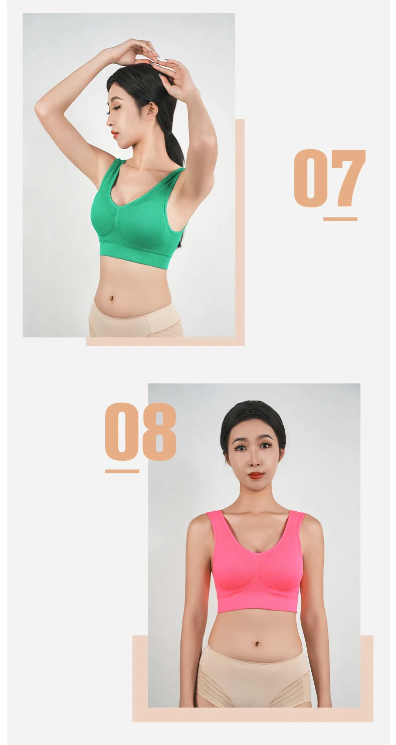 Womens Push Up Bras Running Gym Seamless Breathable Vest Top Removable Padded  Anti-sagging Uppe High Elasticity Sport Brassiere