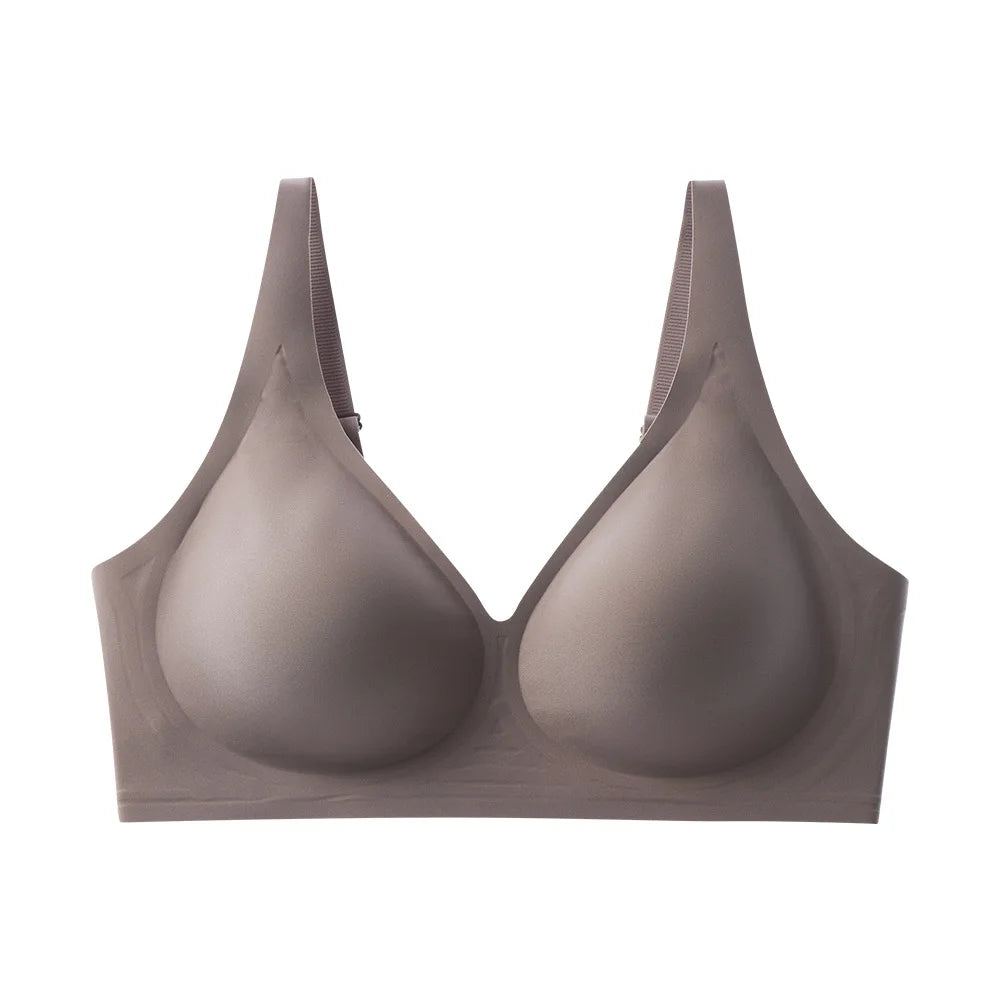 Women's Wire-free Seamless Bra Soft Support Full Cup Thin Padded Bra Breathable and Comfortable Everyday Push Up Bra