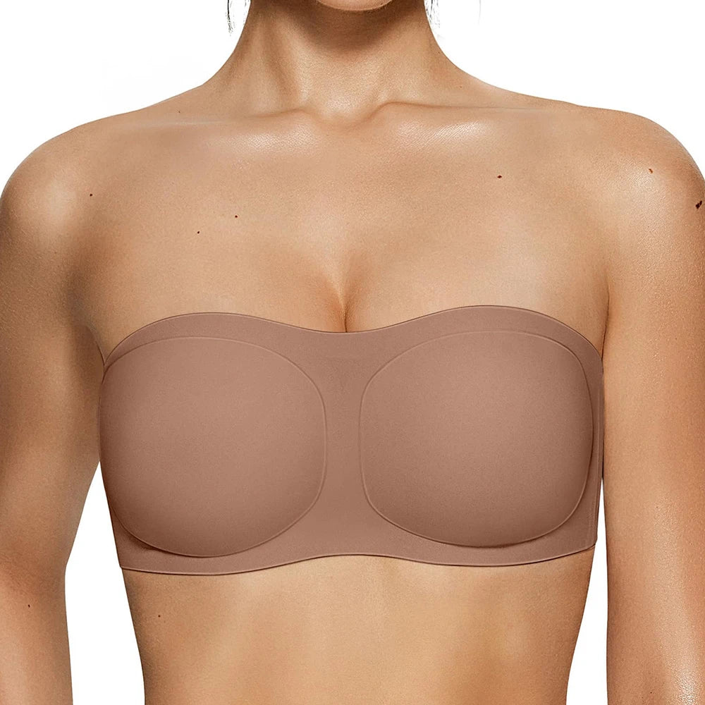 Jelly Push-Up Bandeau Bra – Non-Slip Wireless Padded Seamless Tube Bra
