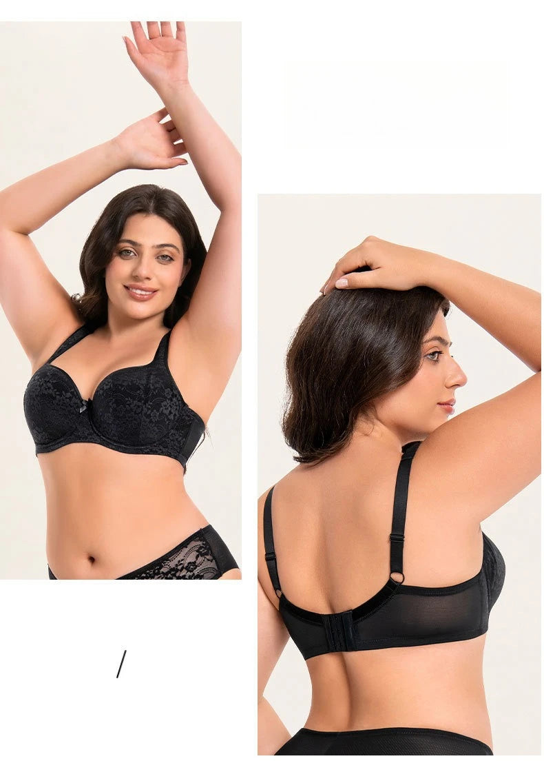 Large Size Bra for Women Full Coverage Lace Women's Push Up Balconette Bra Embroider Underwire Wide Straps Lingerie 2026