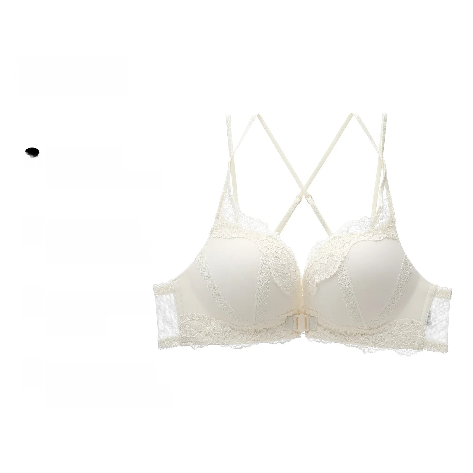 Wireless Lace Bra Set Women's Comfortable Sexy Back Design Gathered Front Clasp Underwear Nylon Material Suitable for Small B...