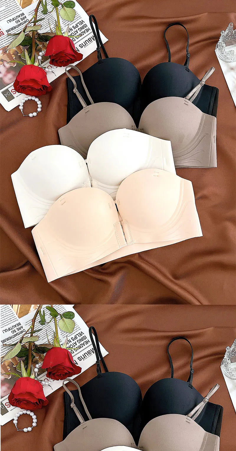Seamless Front Closure Push-Up Bra – Wire-Free Plunge