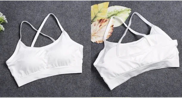 CHUANGERM Women's Seamless Sports Crop Top Wide Letter Straps Wireless Back Comfortable Yoga Fitness Workout