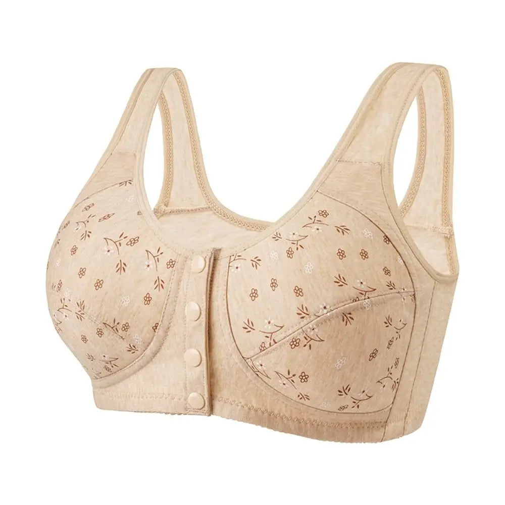 Comfortable Daisy Bras for Older Women Breathable Convenient Front Close Button Cotton Bras No Underwire Plus Size