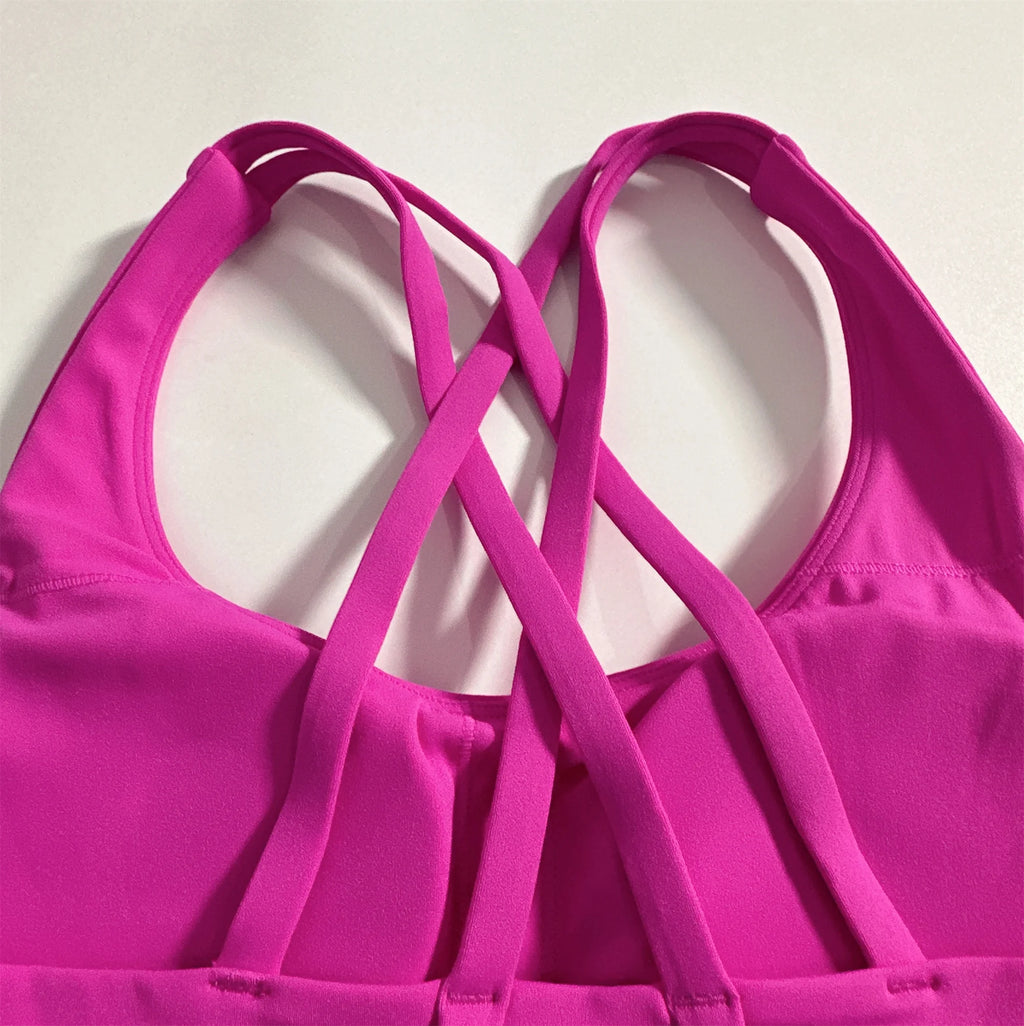 Cross Back Sports Bra Vest – High Support Shockproof Padded Gym Top