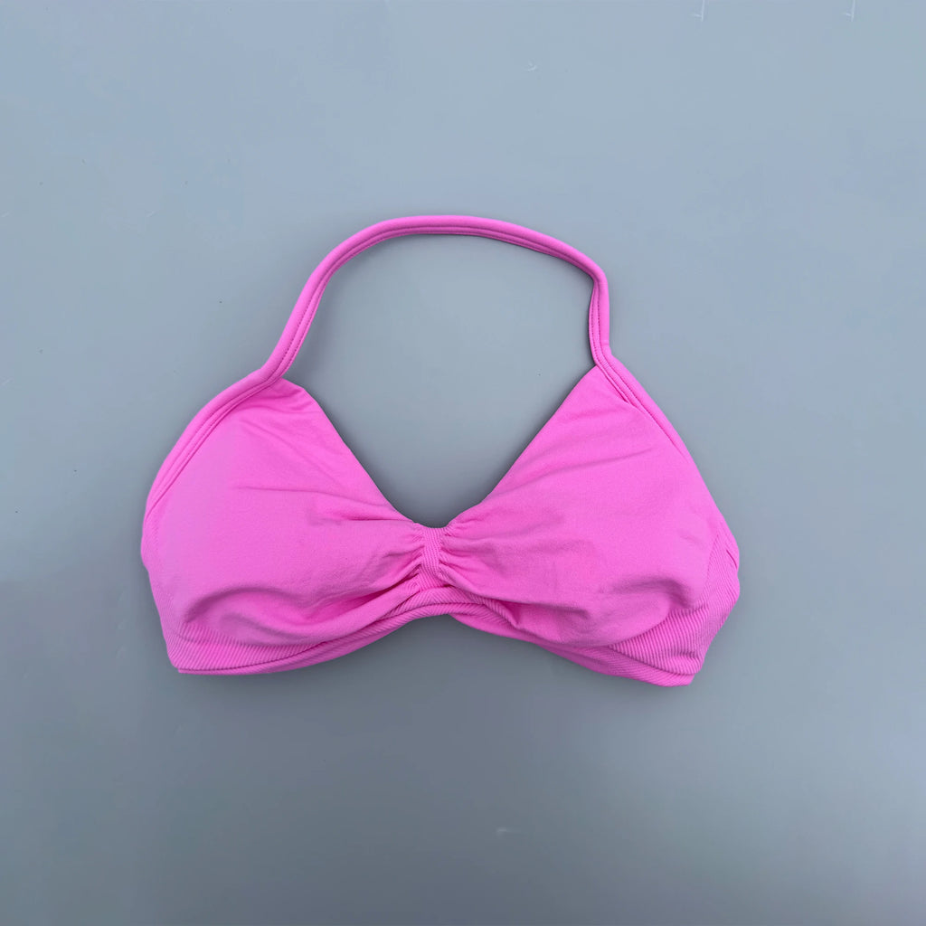 High Support Lace-Up Sports Bra – Thin Strap Camisole Seamless Push-Up Yoga