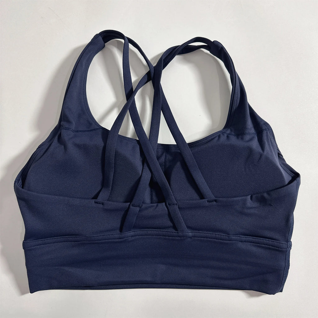 Cross Back Sports Bra Vest – High Support Shockproof Padded Gym Top