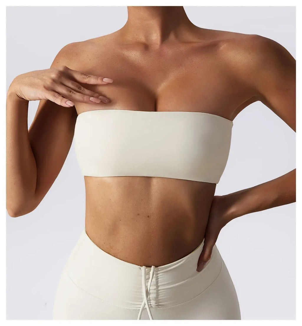 Strapless Sports Bra Tube Top – Quick-Dry Yoga Chest Wrap Workout S–XL