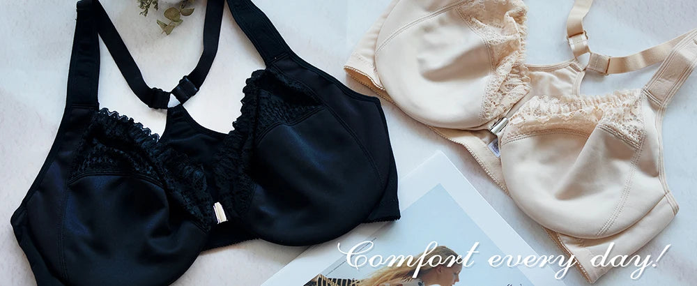 Sheroine Plus Size Lace Bra, Front Closure Full Coverage Underwire Unpadded Racerback Bra, Supportive and Comfort for Daily Wear