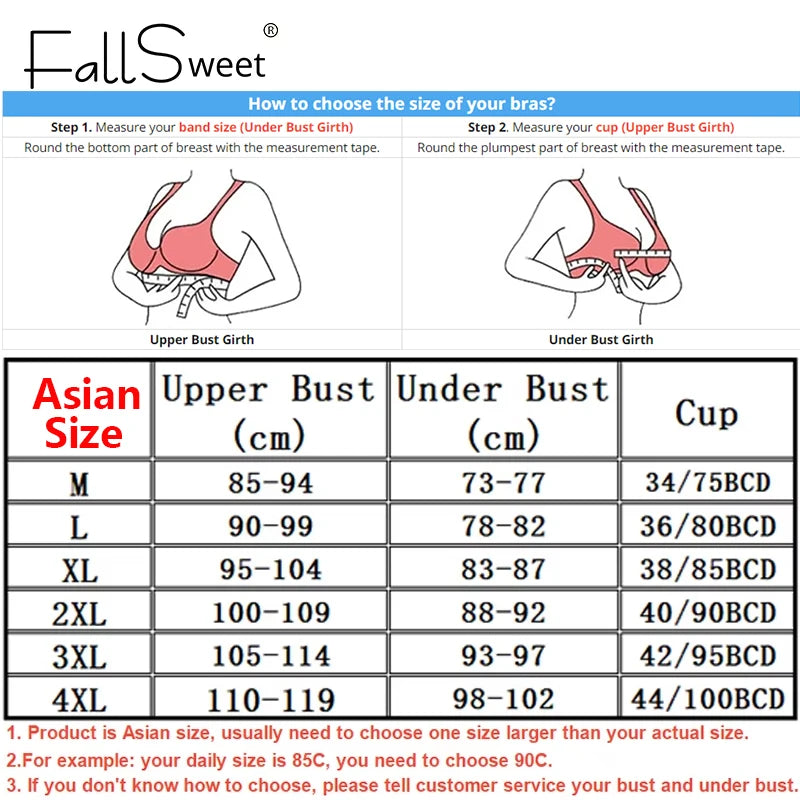 Brasizing size chart for women with measurements and cup sizes.