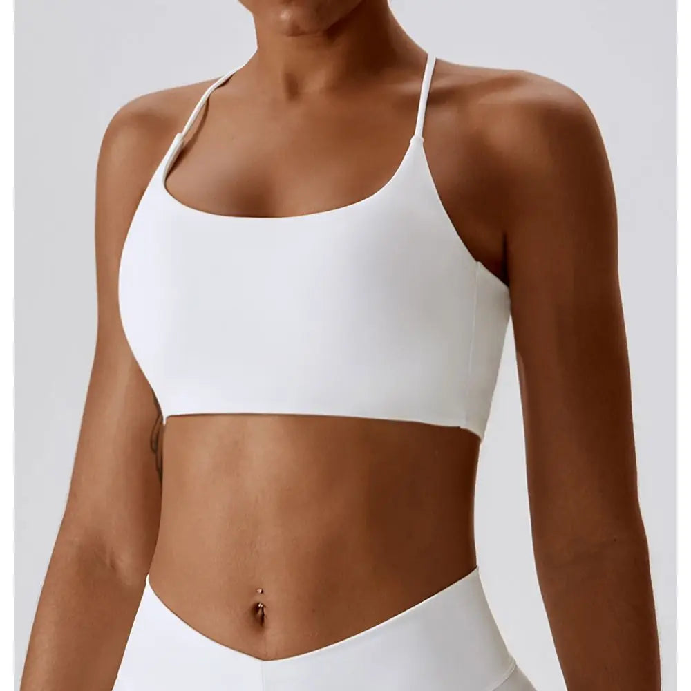 U-Shape Cross Back Sports Bra – Multi-Strap Padded Gym & Yoga Top