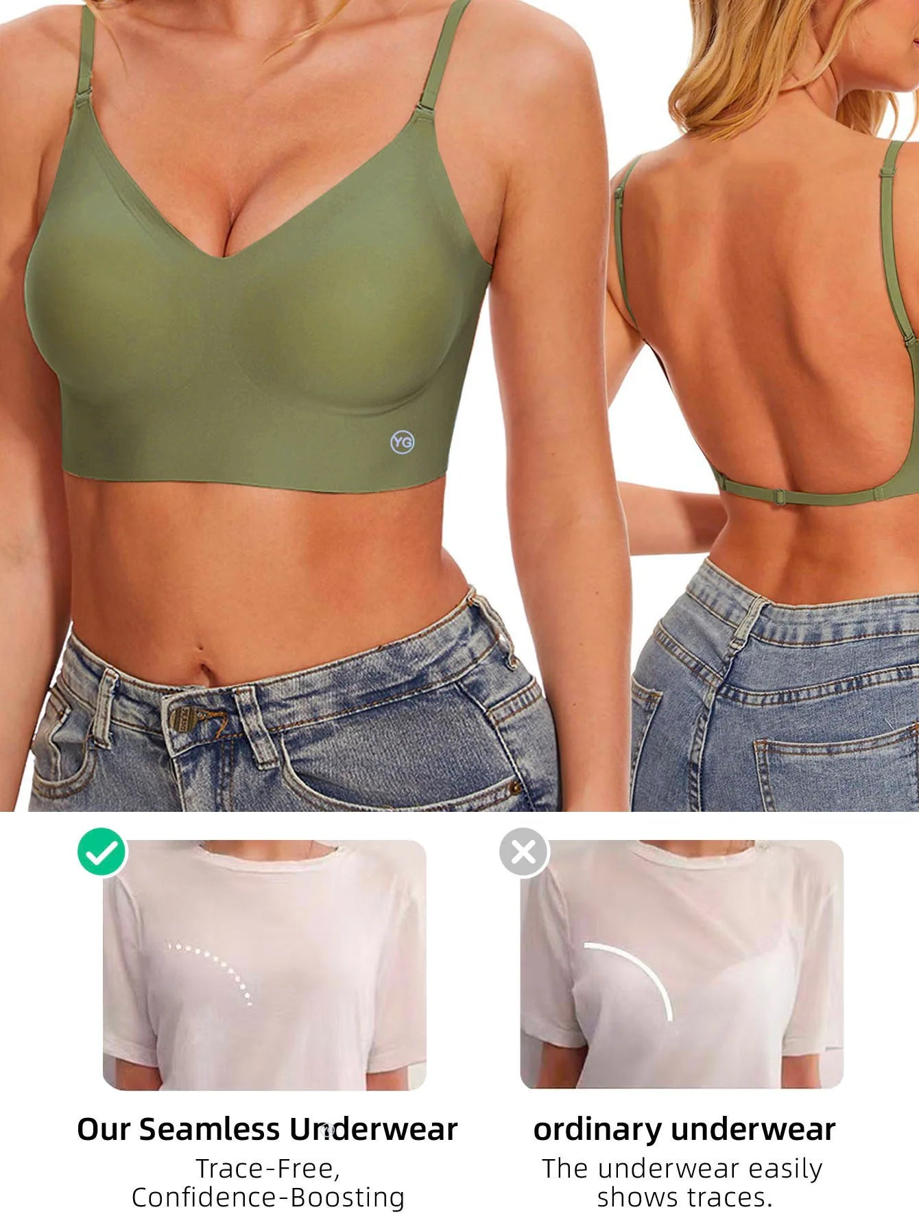 Invisible Deep U Plunge Bra – Backless Strapless Push-Up (S–XXL)