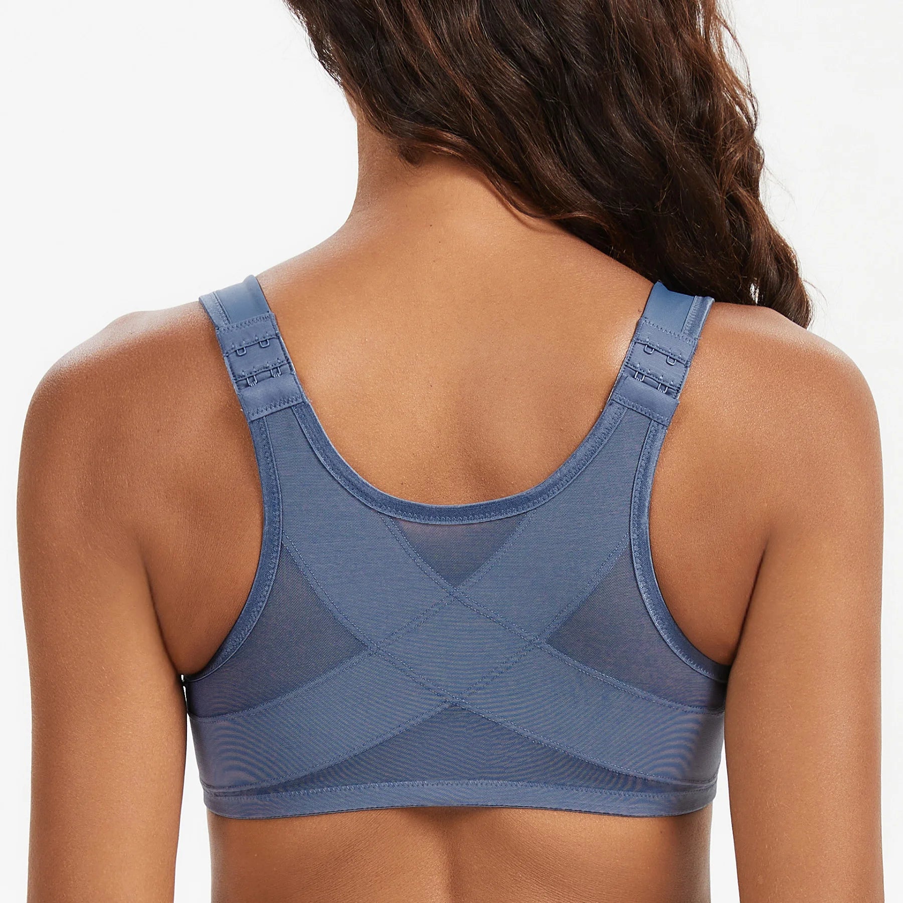 MELENECA Women's Plus Size Front Closure Bras Unlined Underwire Back Support Posture Bra