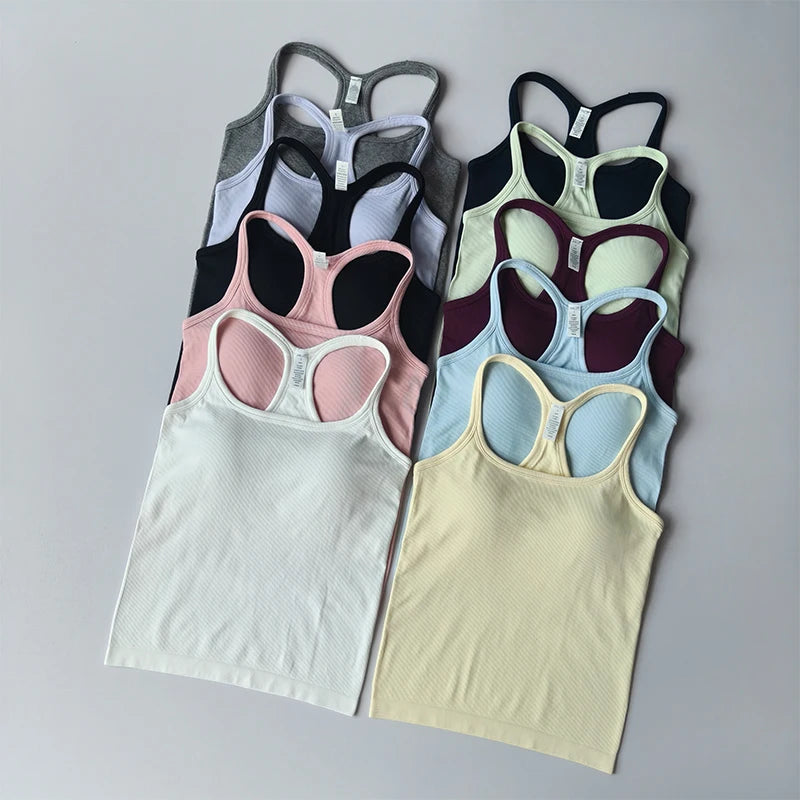 Sports Vest Anti-shock Quick-drying Running Underwear with Chest Pad Fitness Girl Stretch I-shaped Suspender Yoga Bras Clothing