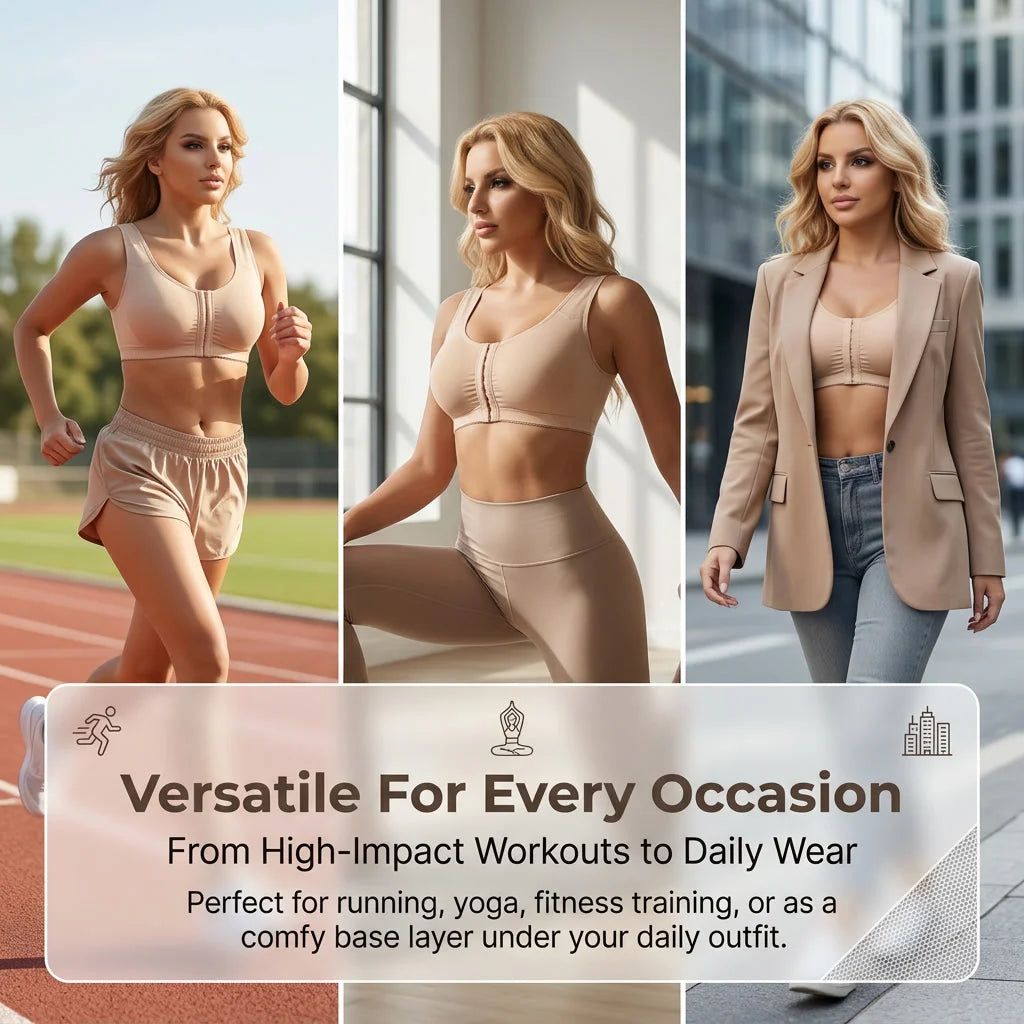 Sports Bra for Women Minimizer Support Front Closure Posture Corrector Shaper Push Up Yoga Fitness Running Padded Bralette