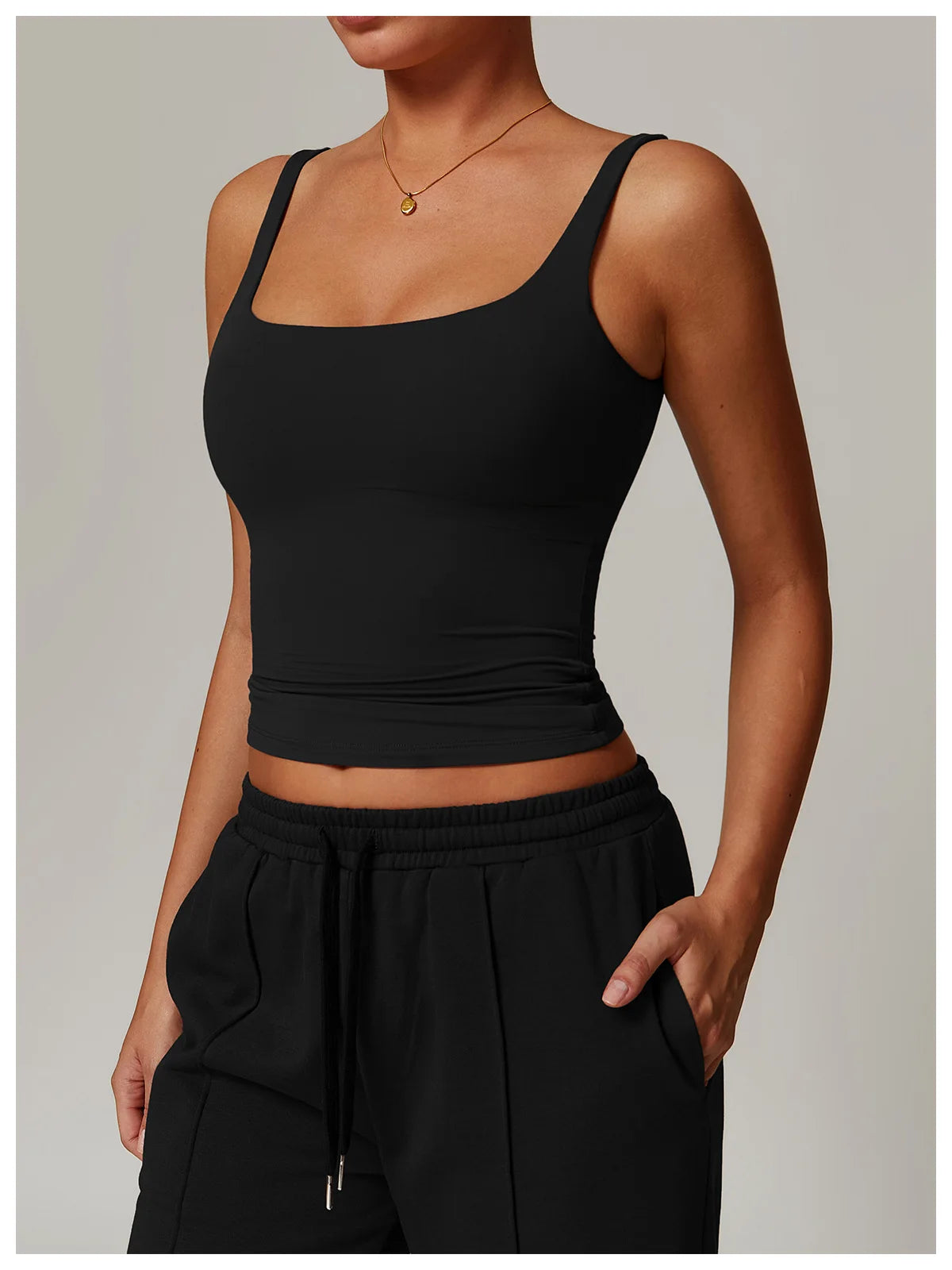 Hearuisavy Summer Women's Sports Bra Square Neck Tight Yoga Tank Top Gym Running Breathable Casual Vest Comfort Fit Workout Top