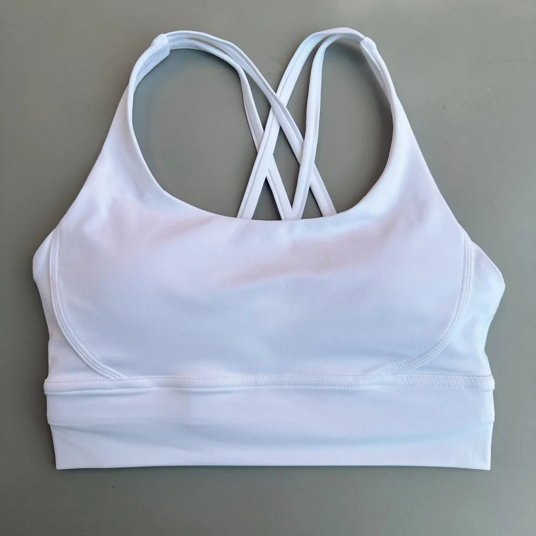 Cross Back Sports Bra Vest – High Support Shockproof Padded Gym Top