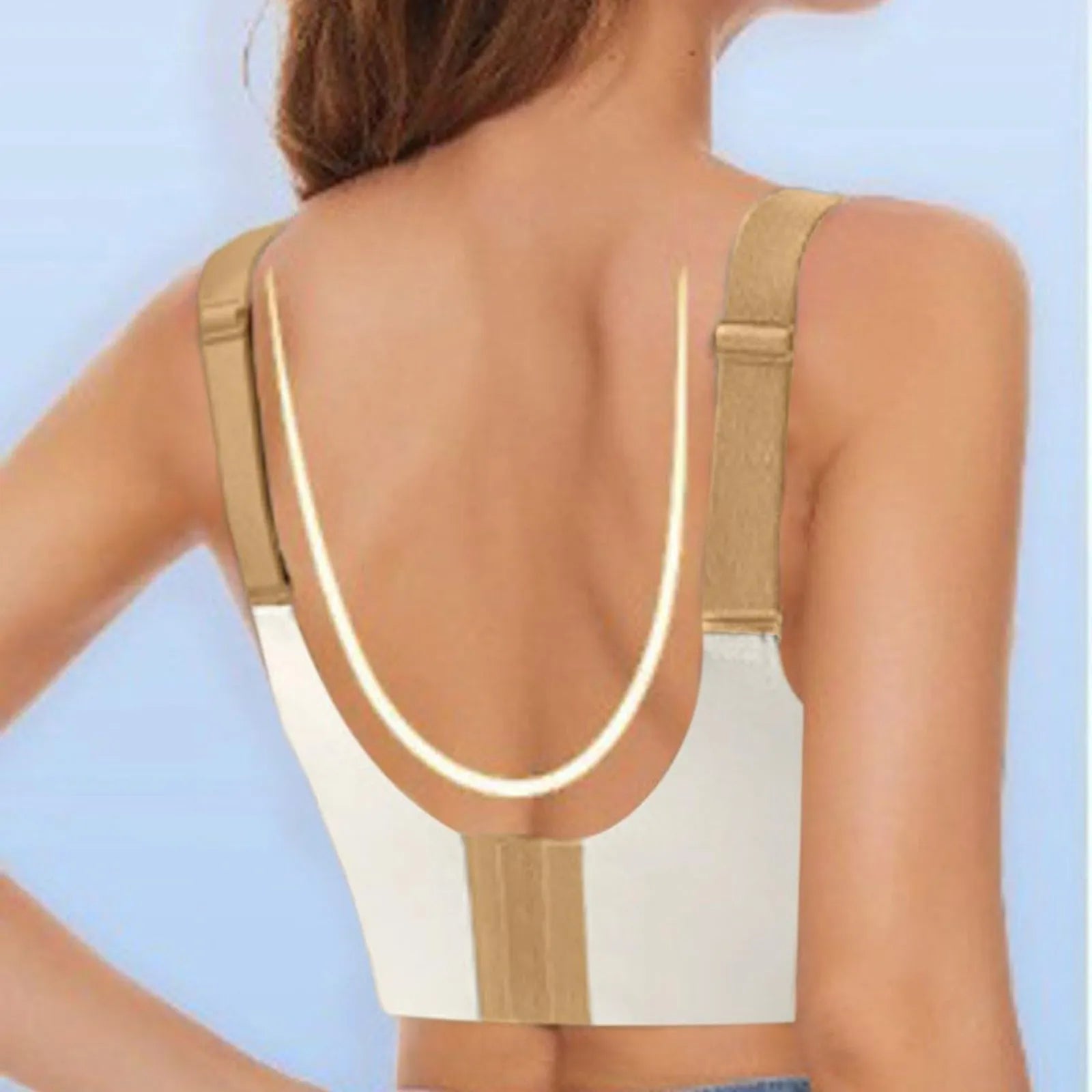 Adjustable V-Neck Wireless Push-Up Bra – Anti-Sagging Cotton Half Cup 34–44