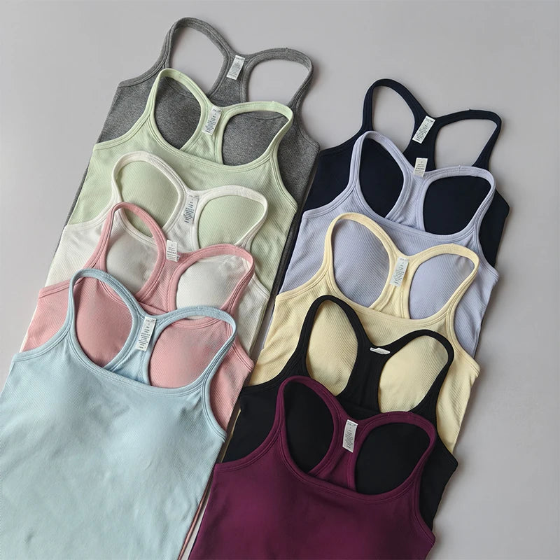 Sports Vest Anti-shock Quick-drying Running Underwear with Chest Pad Fitness Girl Stretch I-shaped Suspender Yoga Bras Clothing