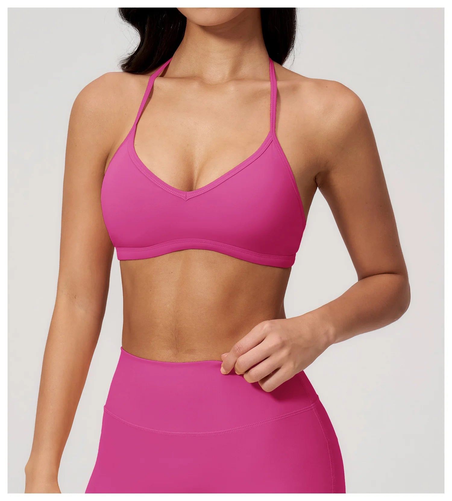 Hearuisavy Sports Bra Gym Women Halter Neck Yoga Bra Halter Neck Brushed Yoga Bra Running Pilates Quick Drying Workout Top Femal