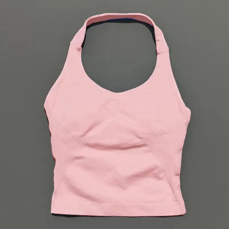 Sports Halter Tank Top Women Seamless Yoga Halter Sports Bra Pilate Fitness Workout Running Top Gym Sports Breathable Top