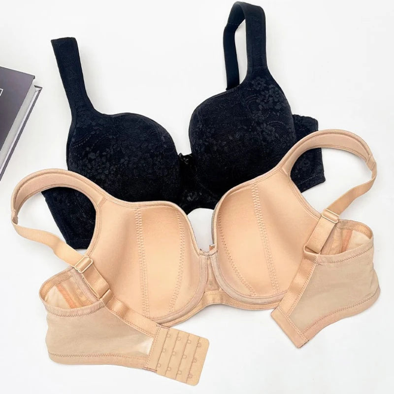 Large Size Bra for Women Full Coverage Lace Women's Push Up Balconette Bra Embroider Underwire Wide Straps Lingerie 2026