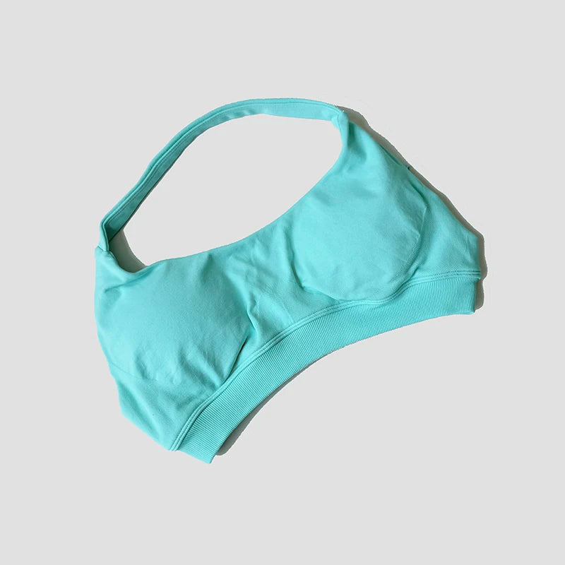 Seamless Halter Neck Strap Bra Sports Bra for Women Sexy Back Padded Yoga Top Bra Gym Crop Top